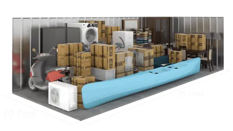 12'x30' storage unit (360 sq ft) interior view